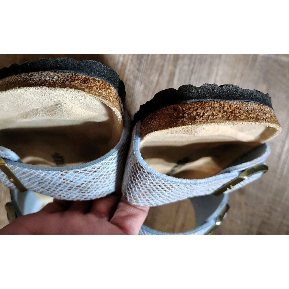 Birkenstock Arizona Sandals 41 EU / 10 US Blue Shiny Python Two Strap Slides - Picture 11 of 11